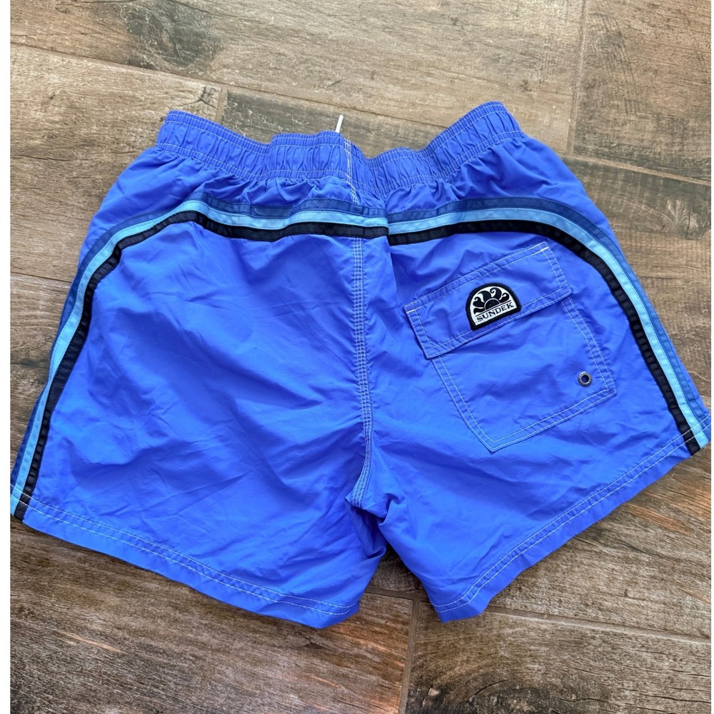 SUNDEK Mens Classic Elastic Waist Crinkle Fabric 5" Swim Shorts,Blue, S(29)